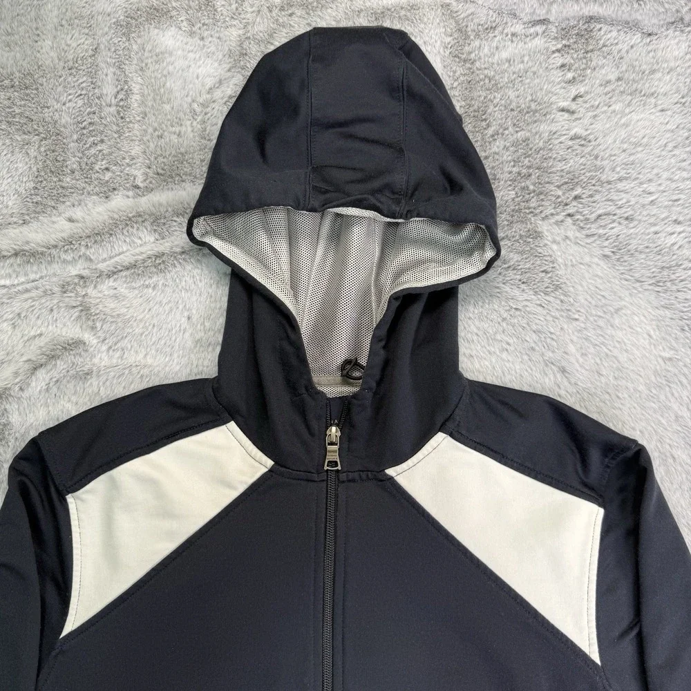 Banana Republic Men's Navy White Full Zip Hooded Jacket Size M Athletic Fit VTG